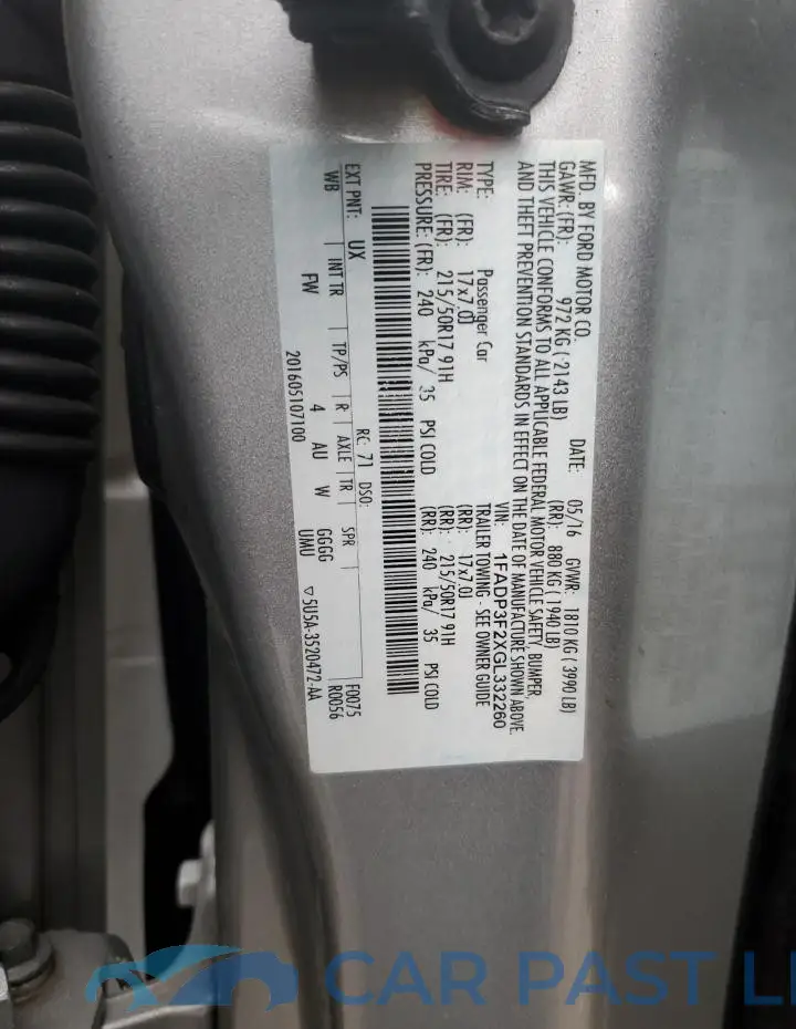 1FADP3F2XGL332260# 13