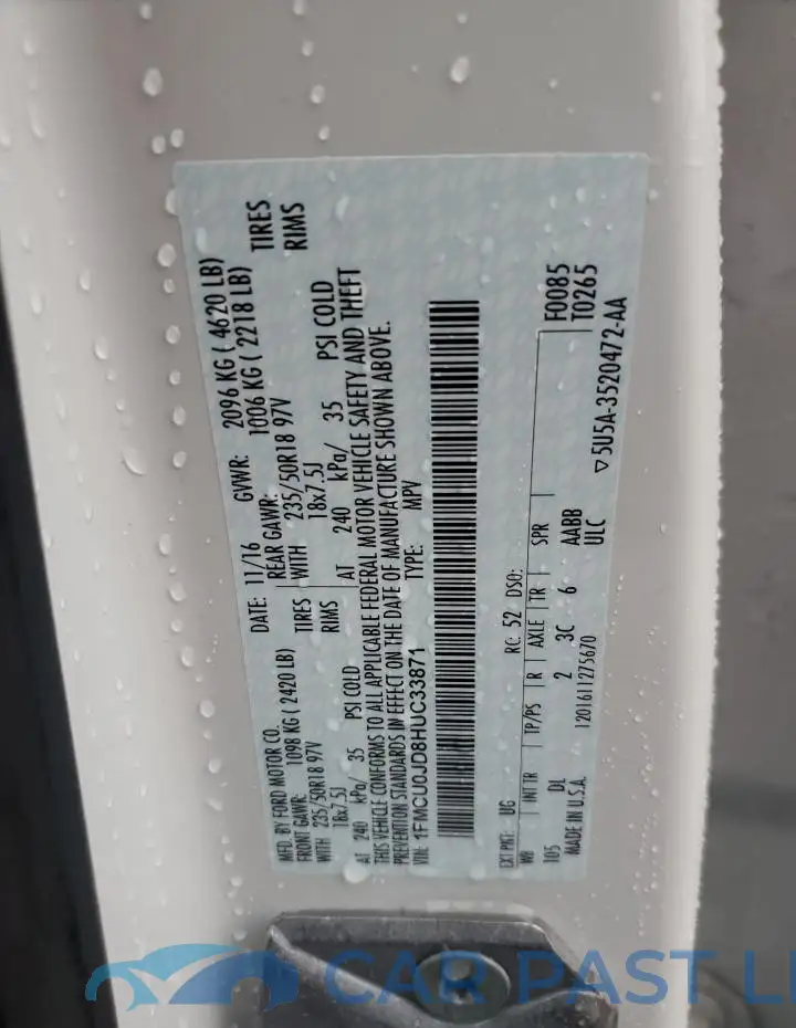 1FMCU0JD8HUC33871# 12