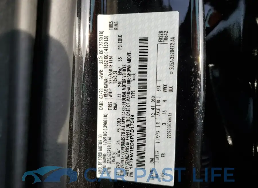 1FTFW1ED6PFB17549# 12