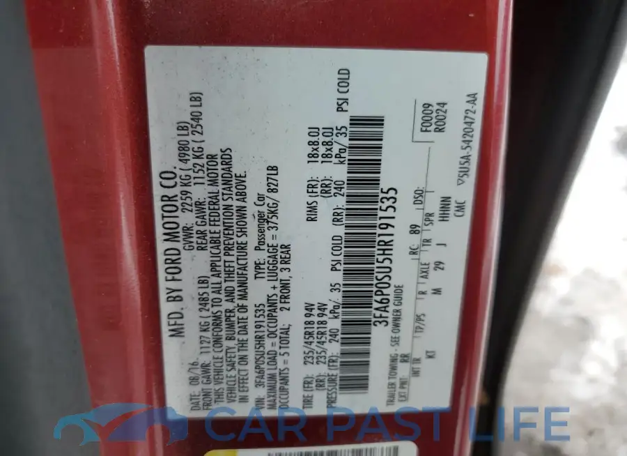 3FA6P0SU5HR191535# 12