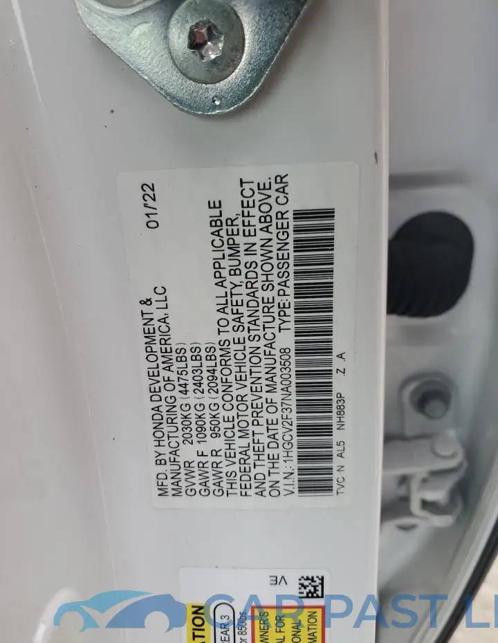 1HGCV2F37NA003508# 13