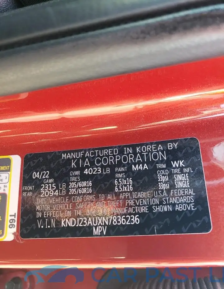 KNDJ23AUXN7836236# 13