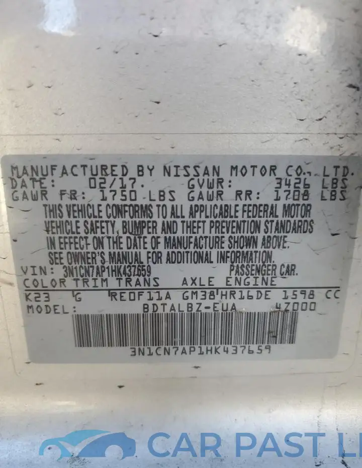 3N1CN7AP1HK437659# 12