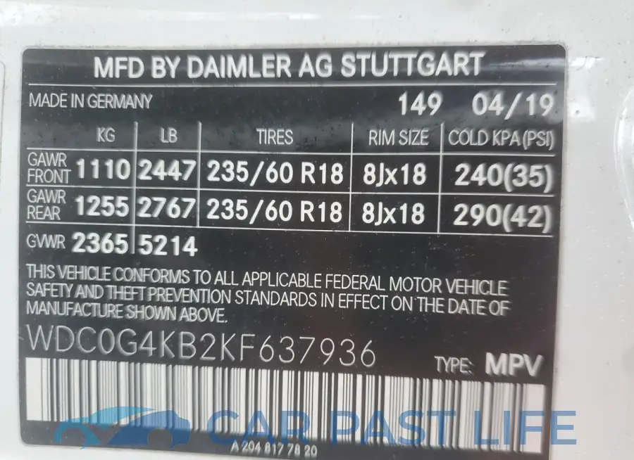 WDC0G4KB2KF637936# 12