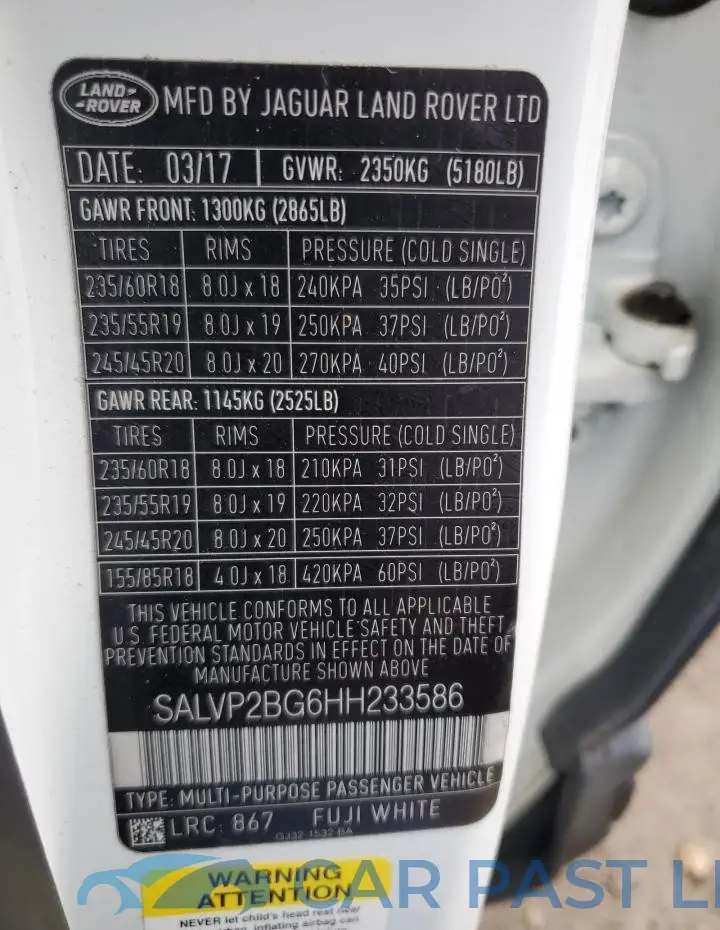 SALVP2BG6HH233586# 14