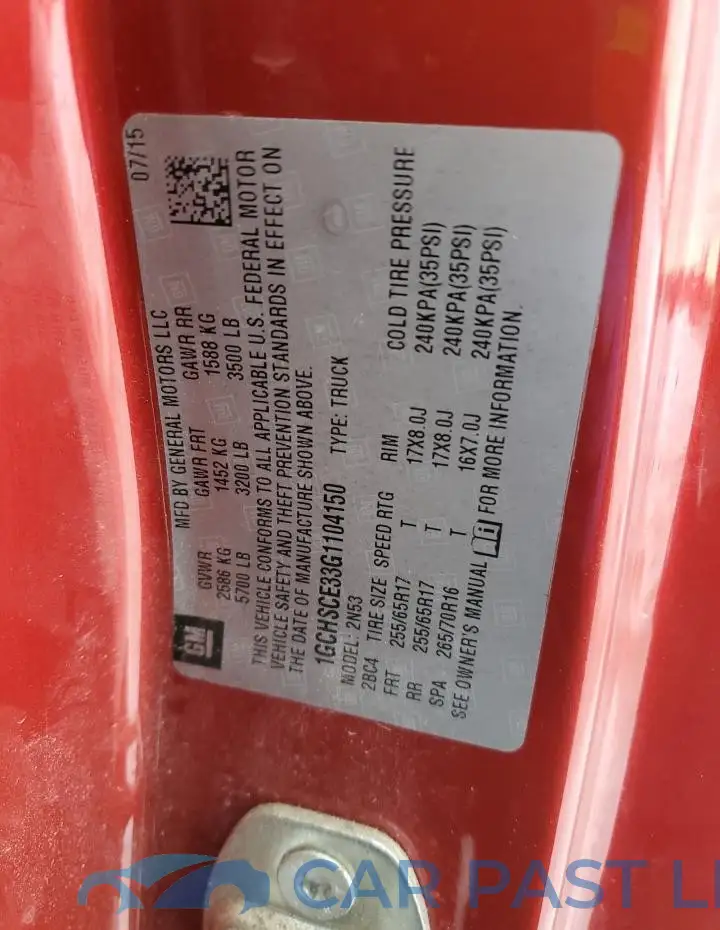 1GCHSCE33G1104150# 12