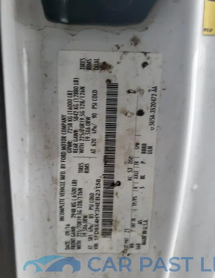 1FD9X4HY3HEB23158# 13