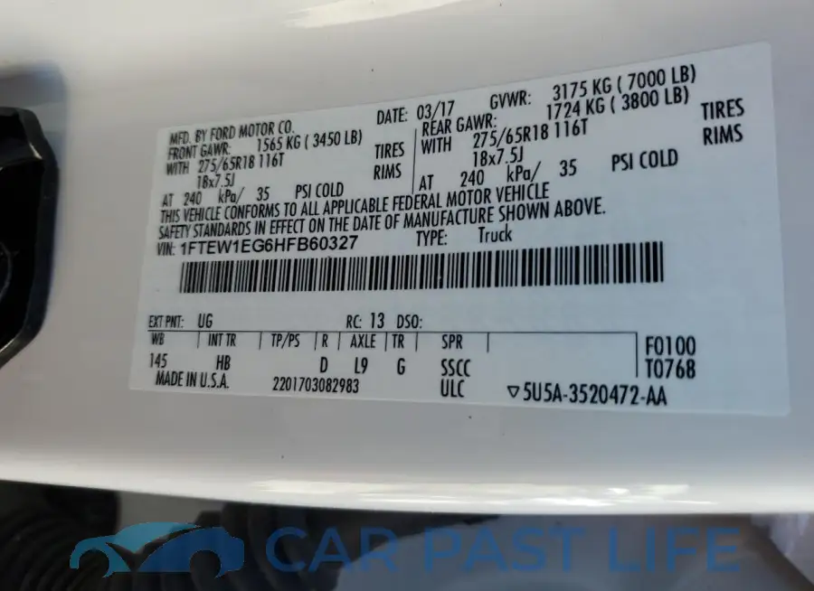 1FTEW1EG6HFB60327# 12