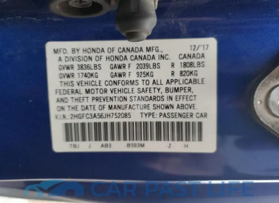 2HGFC3A56JH752085# 12