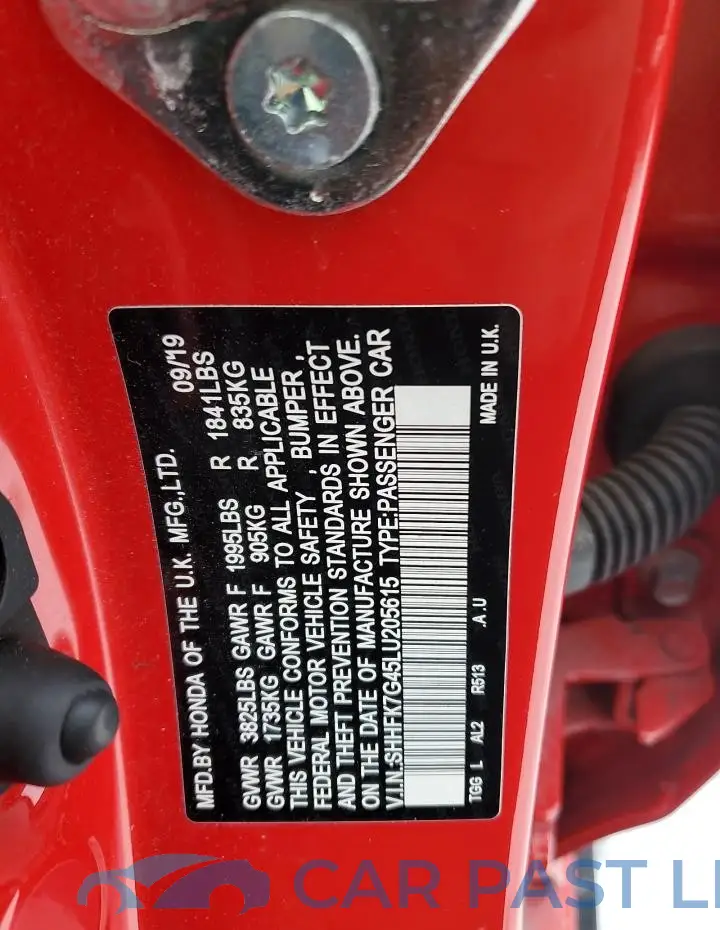 SHHFK7G45LU205615# 12