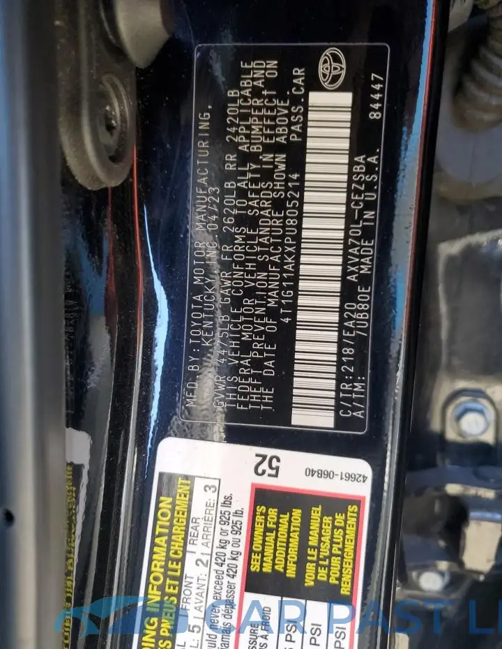 4T1G11AKXPU805214# 12