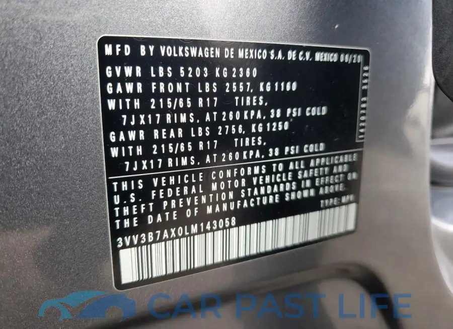 3VV3B7AX0LM143058# 12