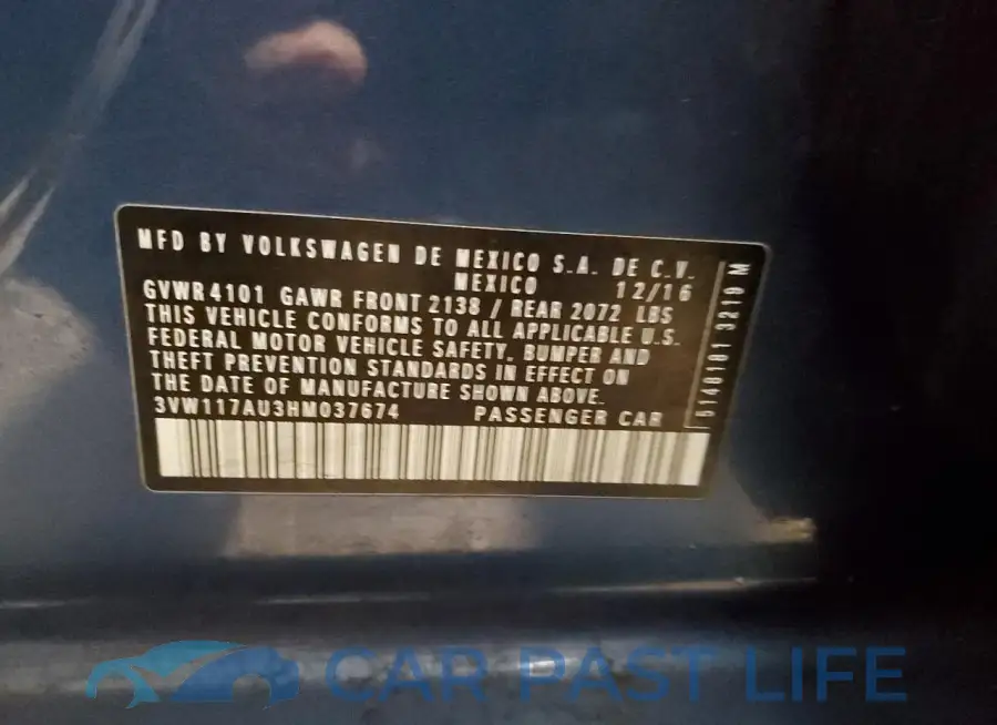 3VW117AU3HM037674# 12