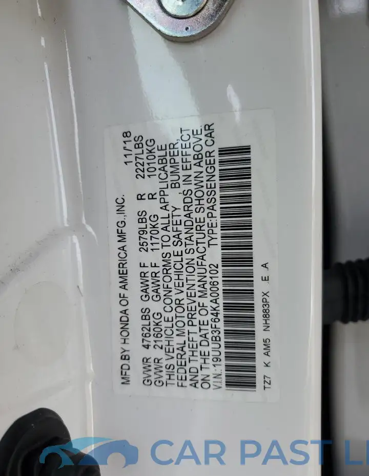 19UUB3F64KA006102# 12