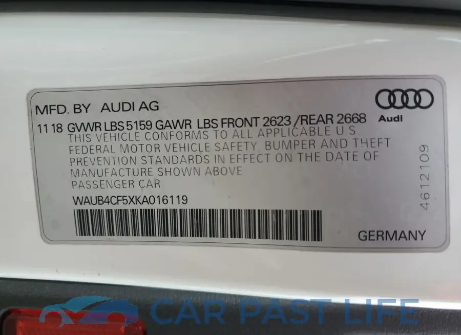 WAUB4CF5XKA016119# 12
