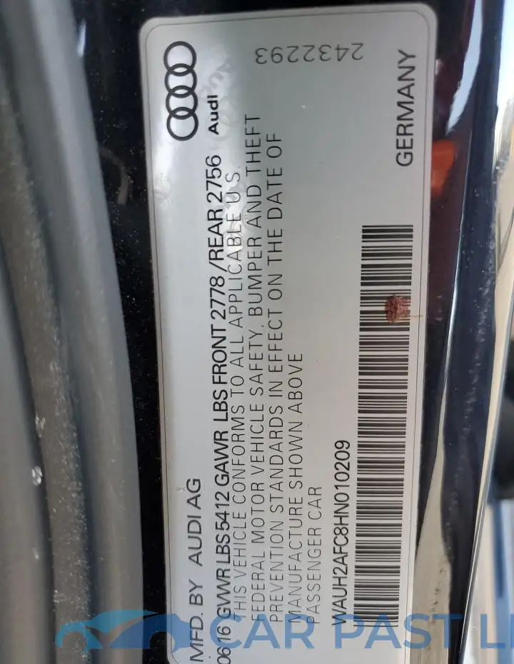 WAUH2AFC8HN010209# 12