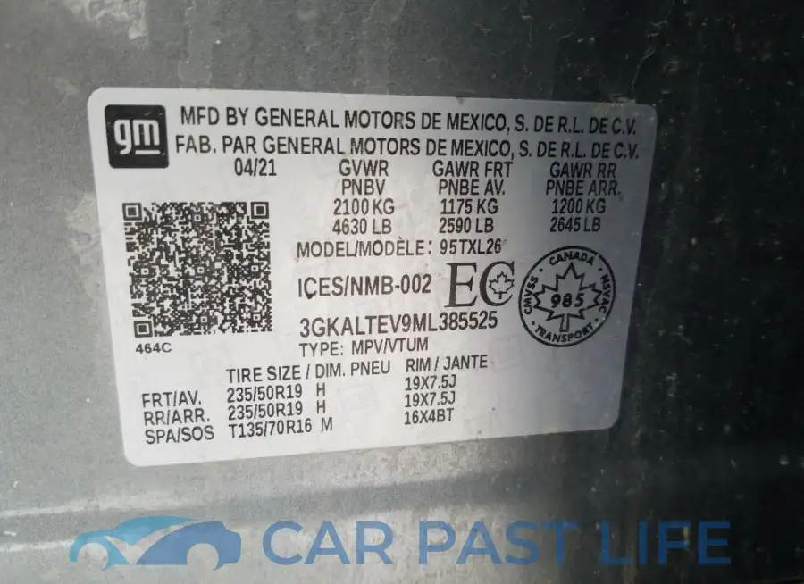 3GKALTEV9ML385525# 13