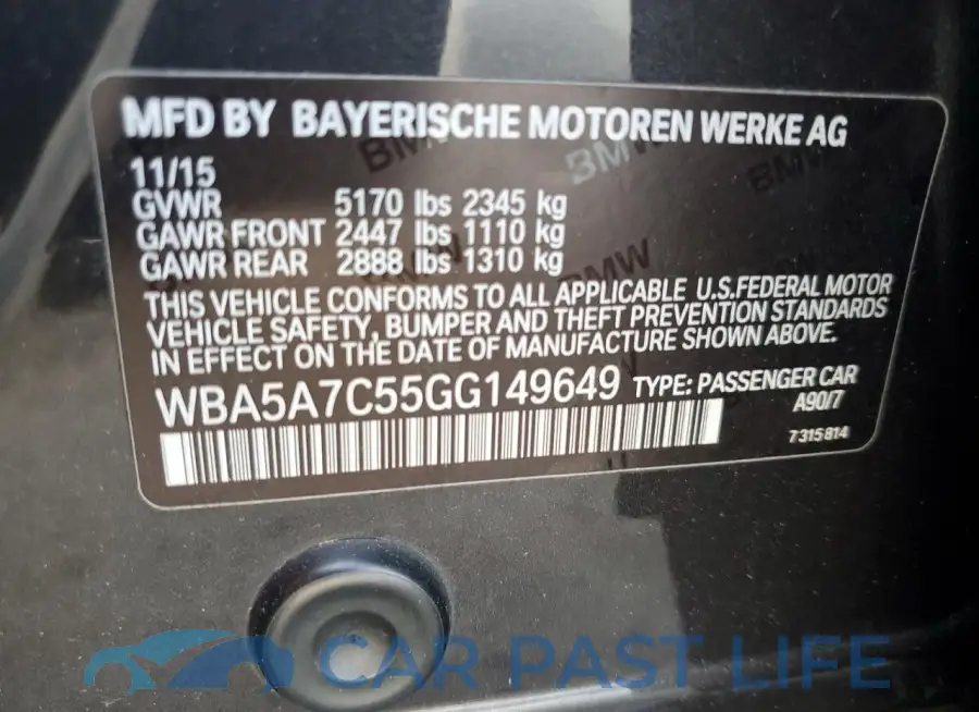 WBA5A7C55GG149649# 12