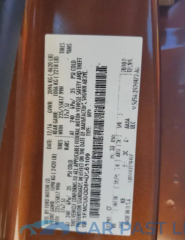 1FMCU0GD6HUC61109# 13
