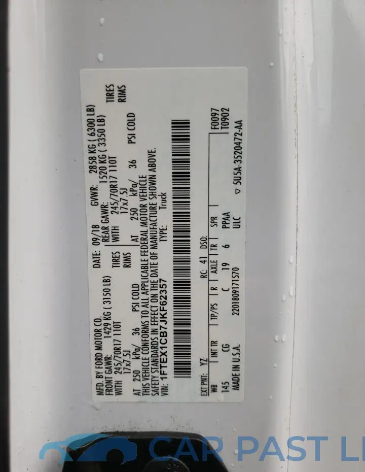 1FTEX1CB7JKF62357# 12