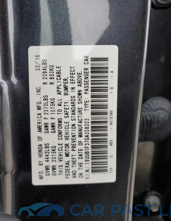 19UUB1F37GA008203# 12