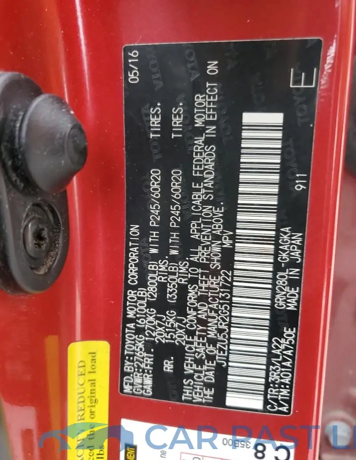 JTEZU5JR2G5131722# 13