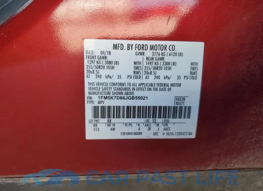1FM5K7D86JGB55021# 13