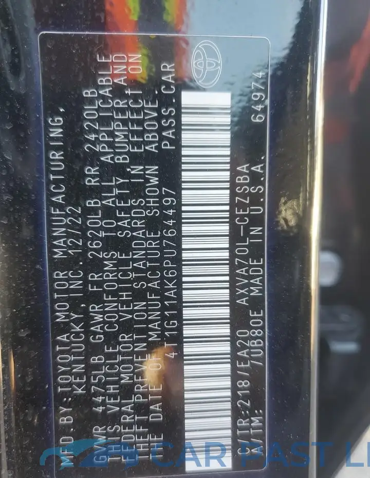 4T1G11AK6PU764497# 13