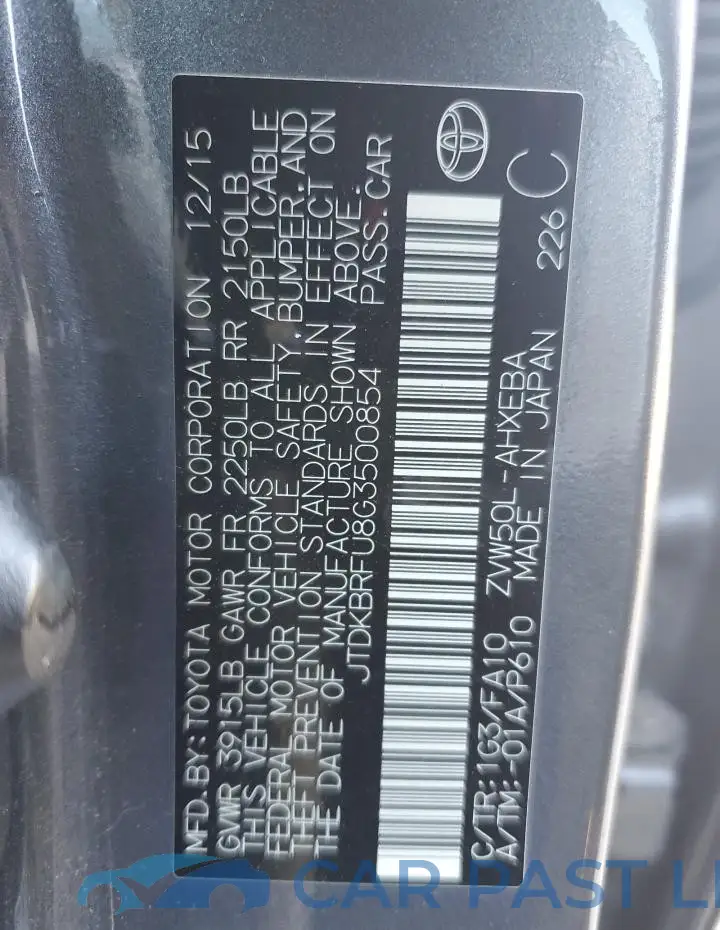 JTDKBRFU8G3500854# 12