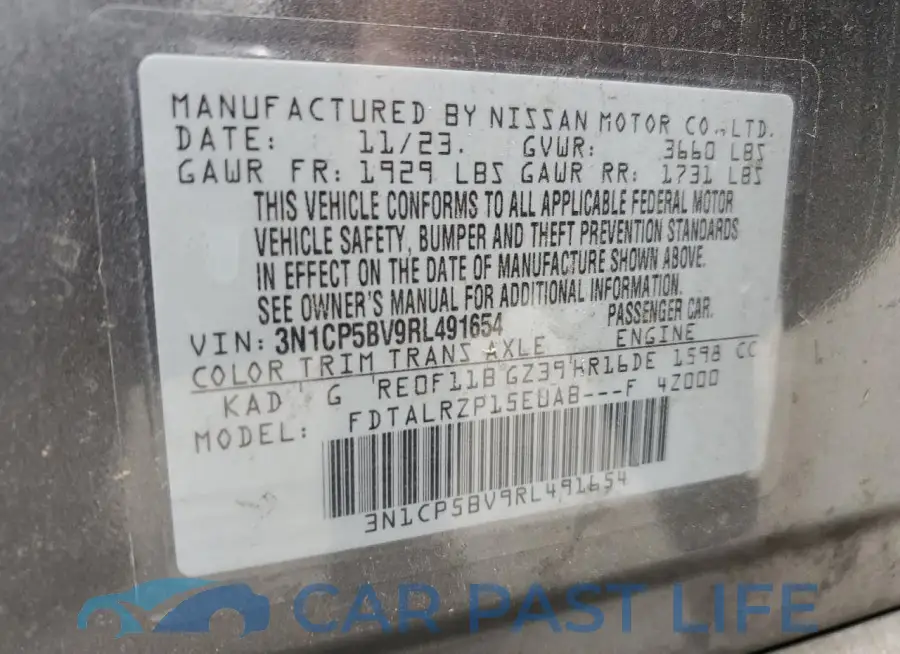 3N1CP5BV9RL491654# 12