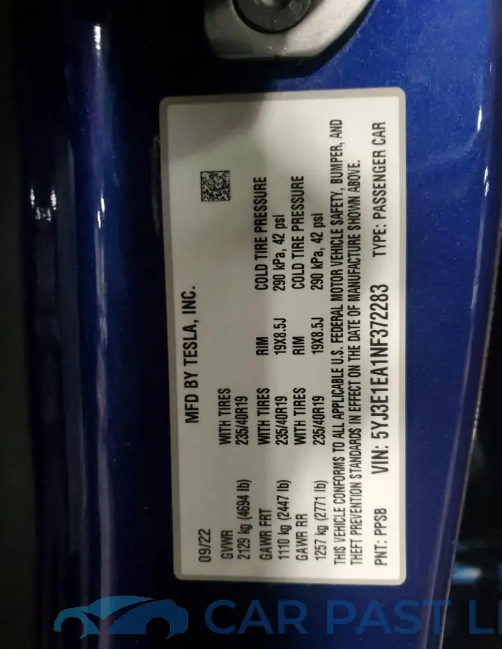 5YJ3E1EA1NF372283# 12