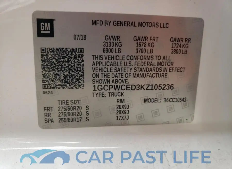 1GCPWCED3KZ105236# 12