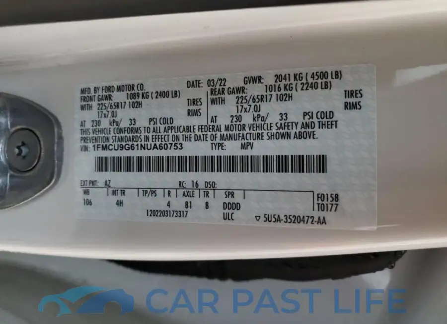 1FMCU9G61NUA60753# 13