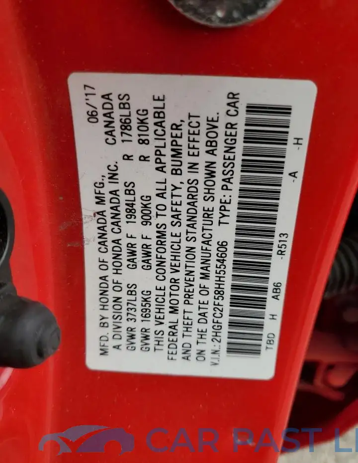 2HGFC2F58HH554606# 12