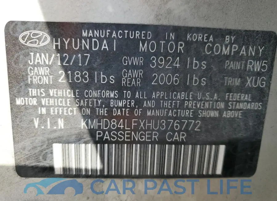 KMHD84LFXHU376772# 12