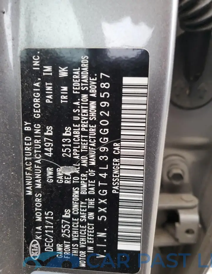 5XXGT4L39GG029587# 12