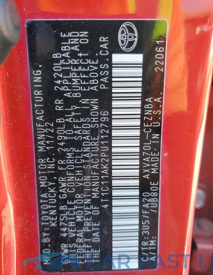 4T1C11AK2PU112796# 12