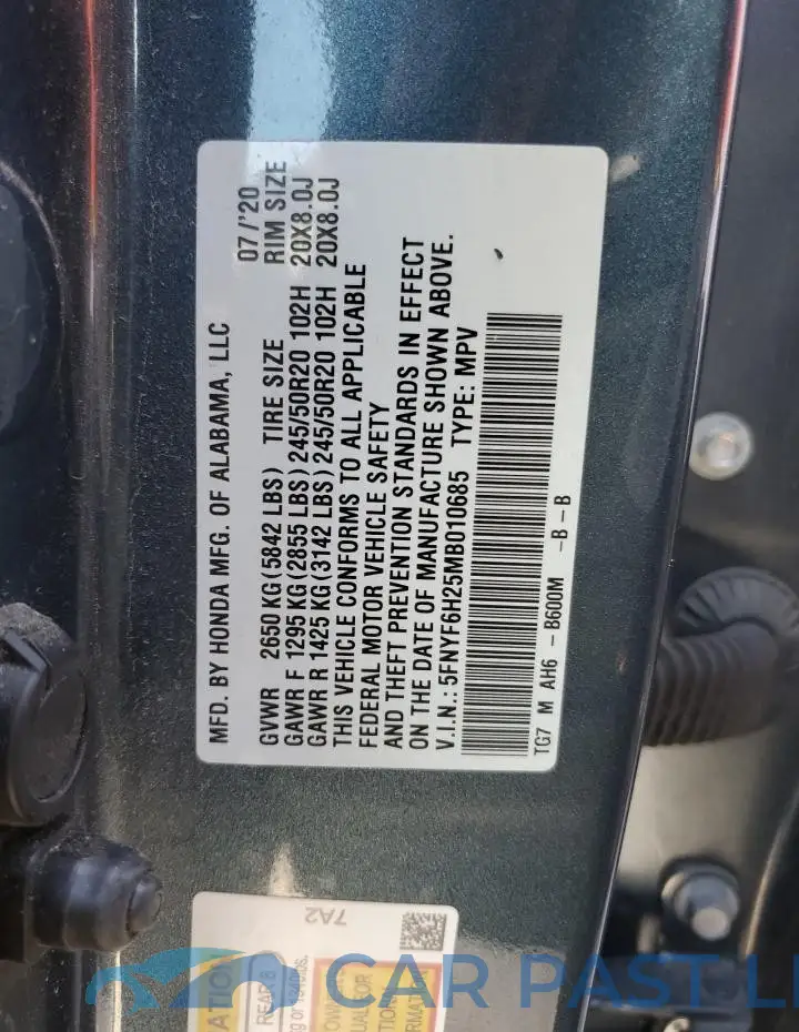 5FNYF6H25MB010685# 13