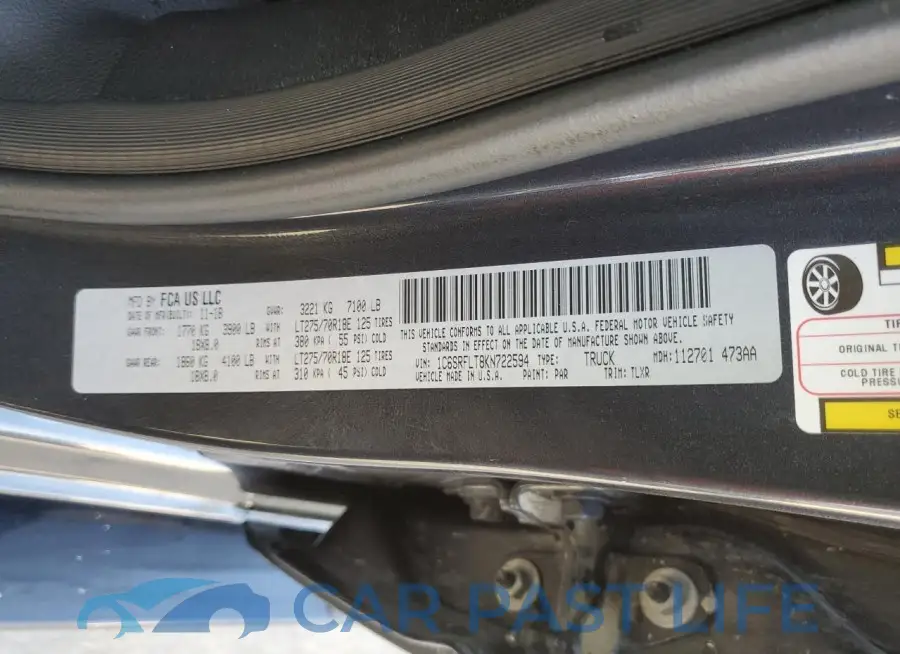 1C6SRFLT8KN722594# 12