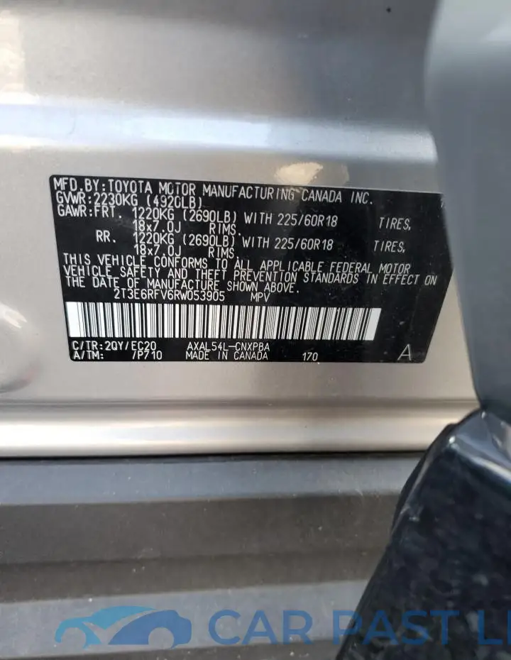 2T3E6RFV6RW053905# 14