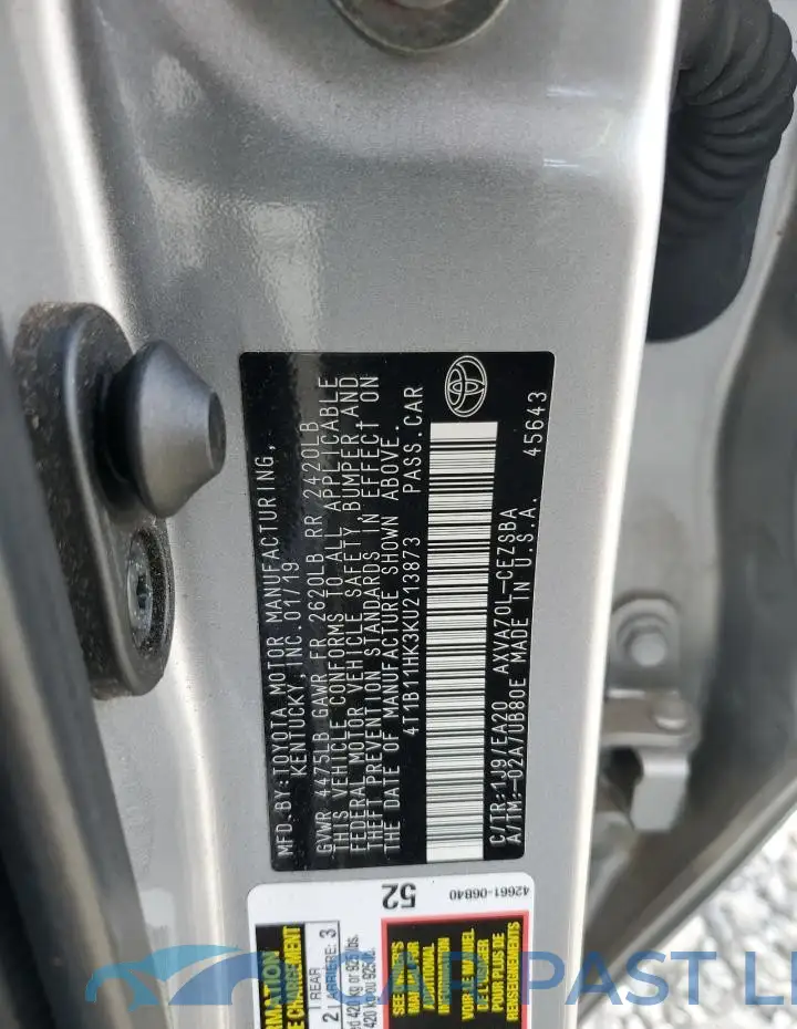 4T1B11HK3KU213873# 12