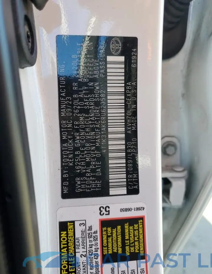 4T1K31AK6RU623582# 13