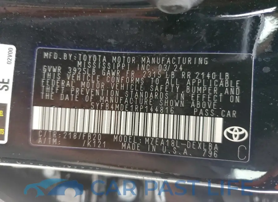 5YFB4MDE1RP144816# 12