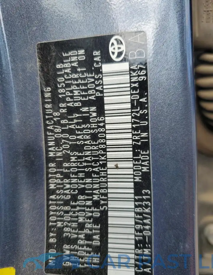 5YFBURHE1KP880846# 12