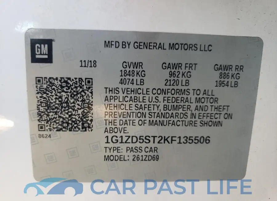 1G1ZD5ST2KF135506# 12