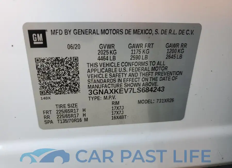 3GNAXKEV7LS684243# 14