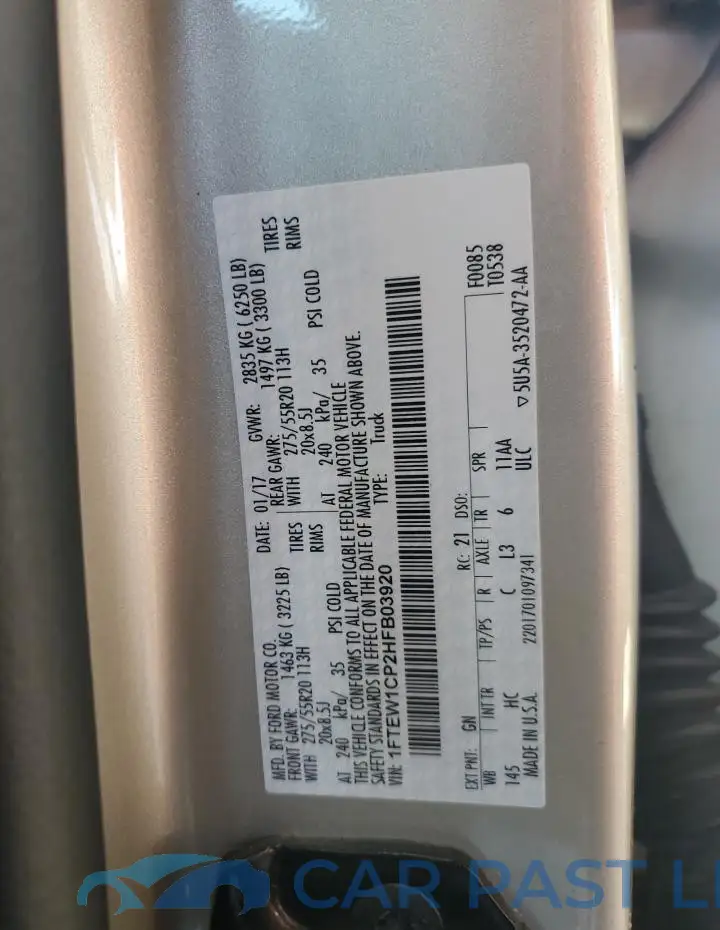 1FTEW1CP2HFB03920# 12