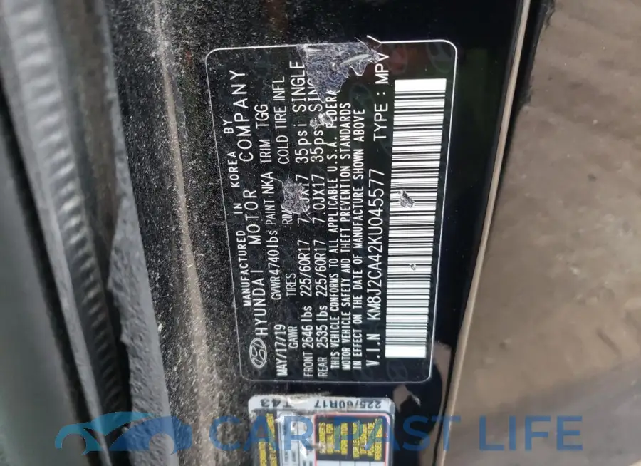 KM8J2CA42KU045577# 13