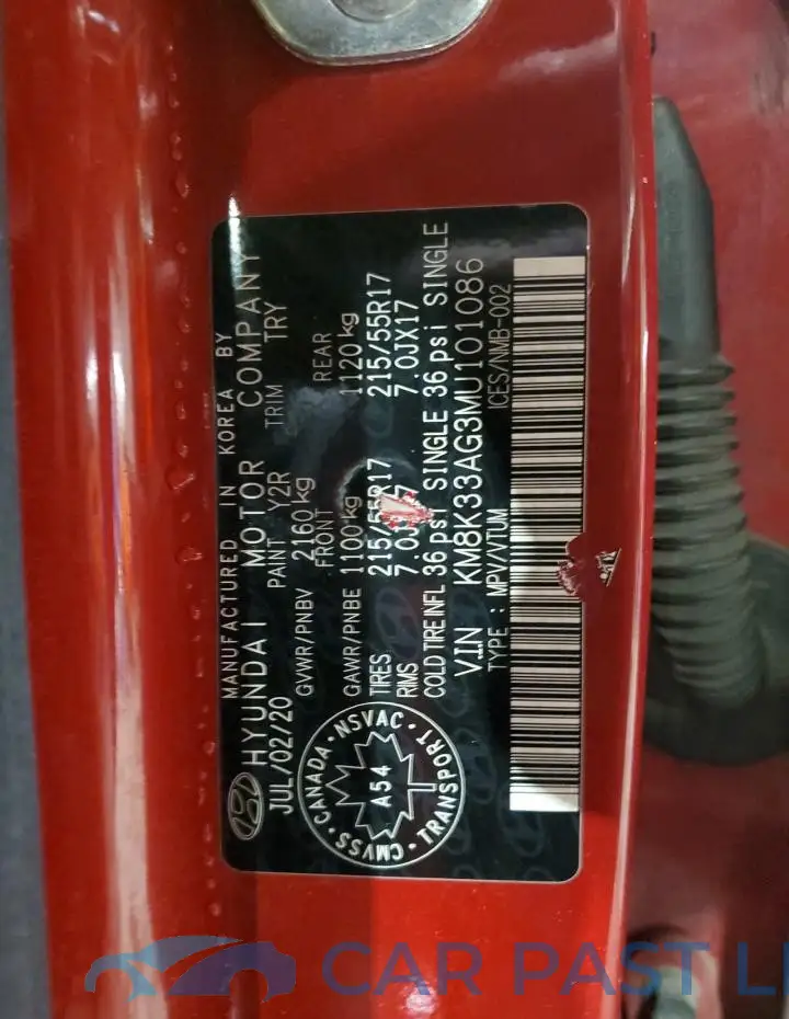 KM8K33AG3MU101086# 12