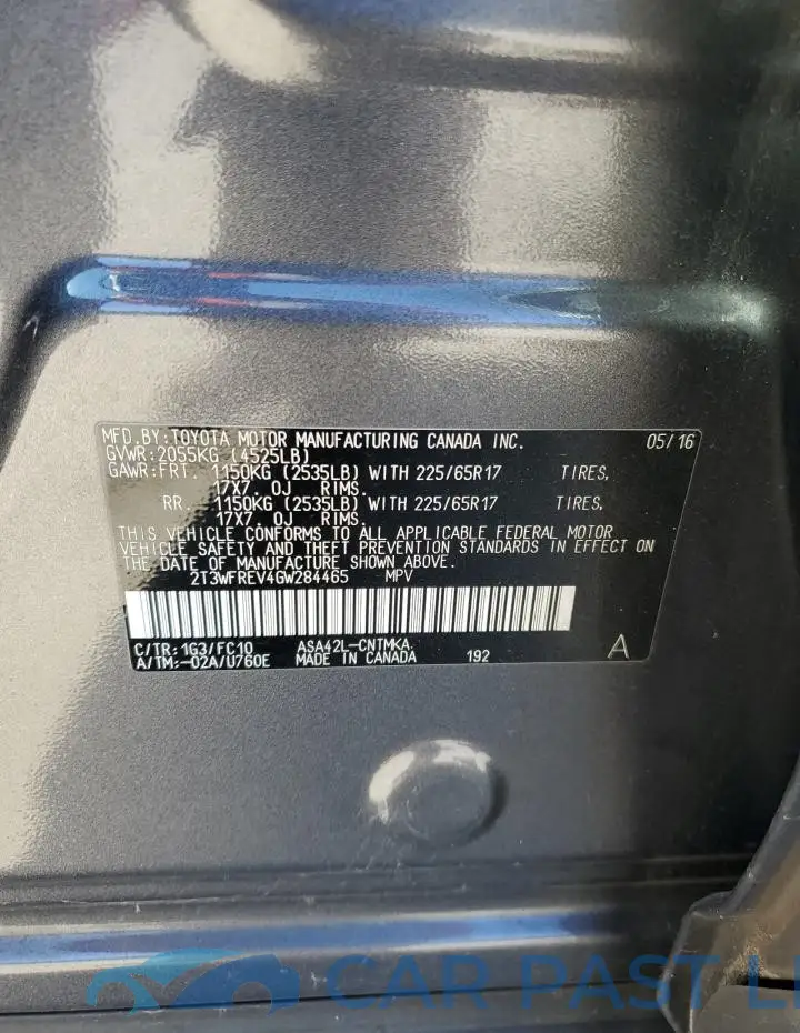 2T3WFREV4GW284465# 12